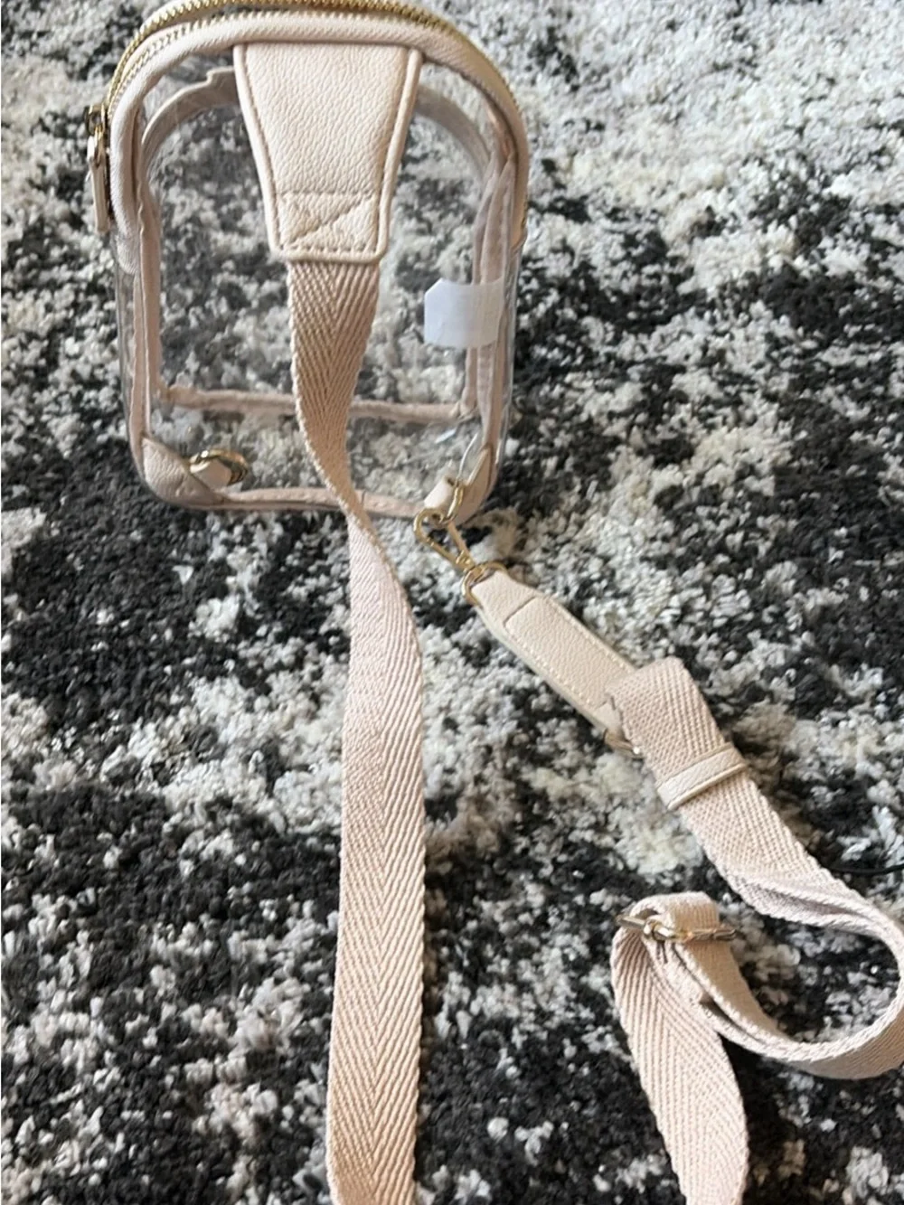 Clear Mini Crossbody Bag with Beige Trim - Women Bags